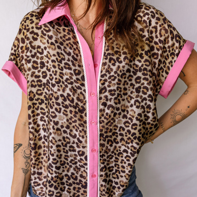 Pop of Pink Leopard Blouse