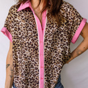  Pop of Pink Leopard Blouse