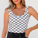  HIDDEN GEMS Checker Crop Tank