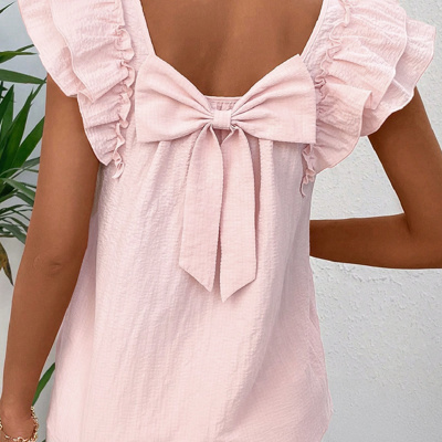 HIDDEN GEMS | Dreamy Bow Back Ruffle Blouse