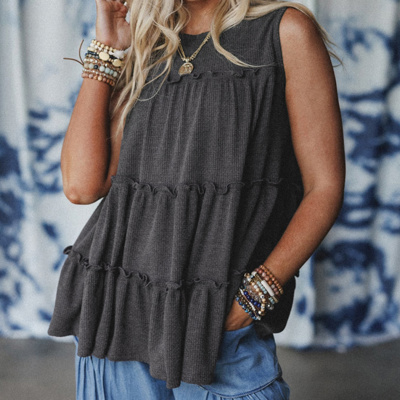 Blythe Ribbed Tiered Ruffle Top