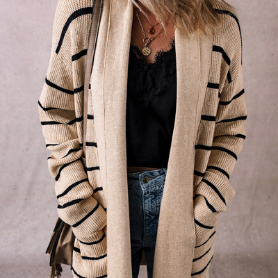 HIDDEN GEMS | Stripe Shawl Open Front Cardigan