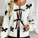  HIDDEN GEMS | Bow Tie Lace-Up Sweater Cardigan