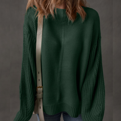 HIDDEN GEMS | Solid Front Seam Drop Shoulder Sweater