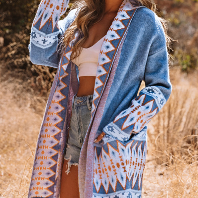 HIDDEN GEMS | Aztec Geometric Open Front Cardigan