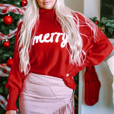 HIDDEN GEMS | Merry Embroidered Turtleneck Sweater