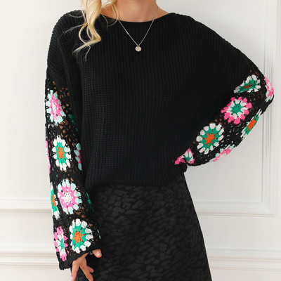 HIDDEN GEMS | Floral Crochet Bell Sleeve Sweater