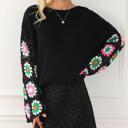  HIDDEN GEMS | Floral Crochet Bell Sleeve Sweater