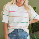  HIDDEN GEMS Colorful Stripe Knit Top