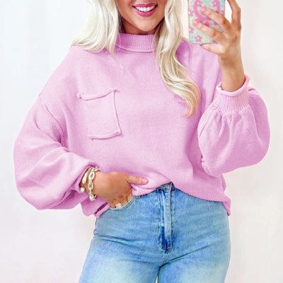HIDDEN GEMS | Chest Pocket Ribbed Trim Sweater