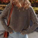  HIDDEN GEMS | Cable Knit Raglan Sleeve Sweater