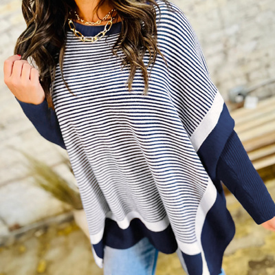 HIDDEN GEMS | Stripe Colorblock Dolman Sleeve Sweater