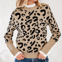  HIDDEN GEMS | Leopard Lace Trim Buttoned Cuff Sweater