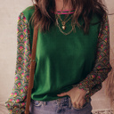  HIDDEN GEMS | Floral Patchwork Puff Sleeve Sweater