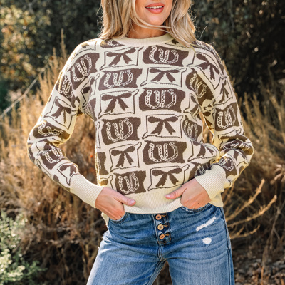HIDDEN GEMS | Western Bows & Horseshoes Sweater