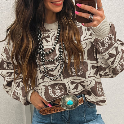 HIDDEN GEMS | Western Bows & Horseshoes Sweater