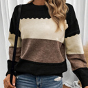  HIDDEN GEMS | Colorblock Crew Neck Drop Shoulder Sweater