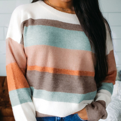 HIDDEN GEMS | Stripe Colorblock Drop Shoulder Sweater