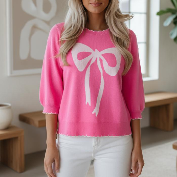 Charmed Moments Bow Short Sleeve Sweater