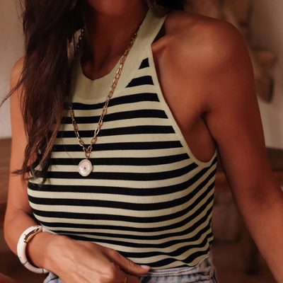 HIDDEN GEMS Stripe Sweater Knit Tank Top