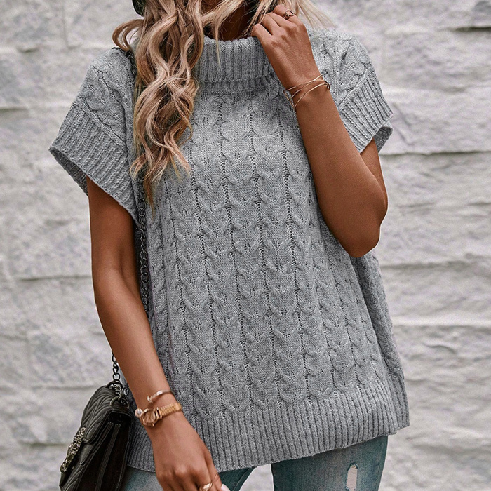 HIDDEN GEMS Cable Knit Turtleneck Top