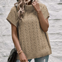 Light French Beige Small HIDDEN GEMS Cable Knit Turtleneck Top