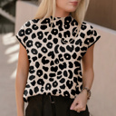  HIDDEN GEMS | Leopard Mock Neck Short Sleeve Sweater