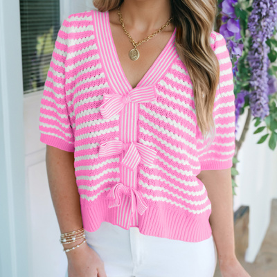 Timeless Moment Stripe Bow Knit Top