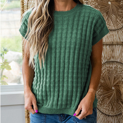 Easy Going Checker Knit Top