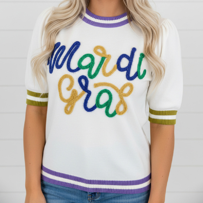 Mardi Gras Sripe Knitted Top