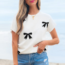  HIDDEN GEMS | Sweetheart Bows Short Sleeve Sweater
