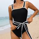  SALE! Colorblock Belted One-Piece Swimsuit