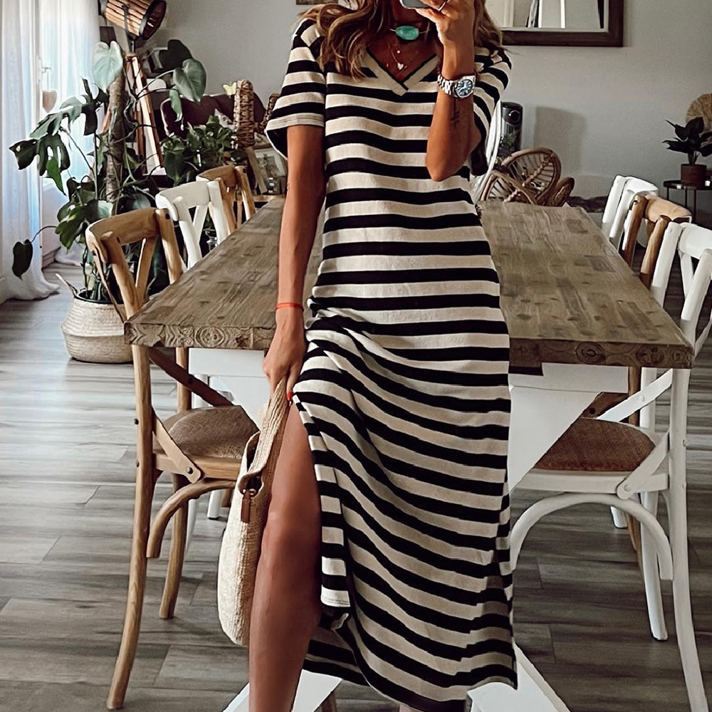 SALE! Stripe V-Neck Maxi Dress