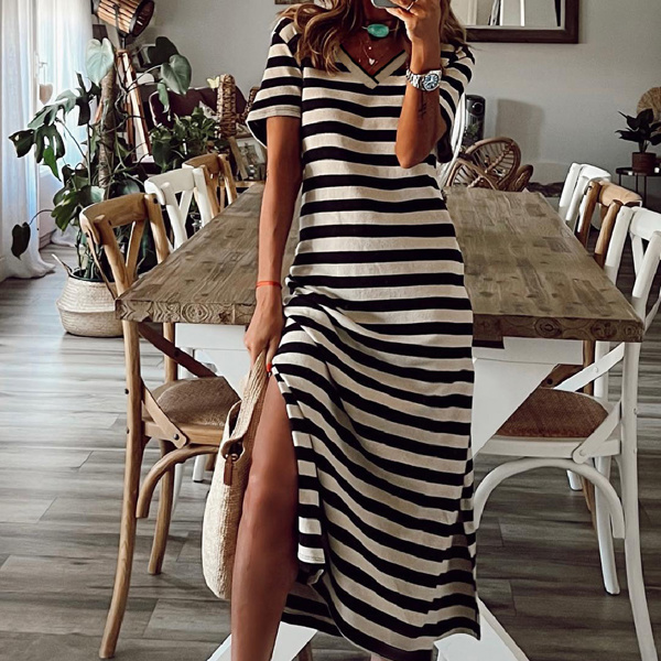 SALE! Stripe V-Neck Maxi Dress