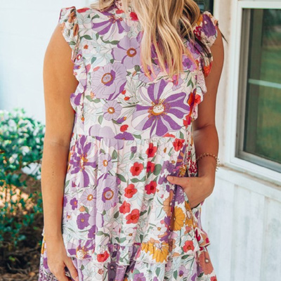 SALE! Ruffle Vibrant Floral Tiered Dress