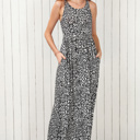  SALE! Leopard Pocketed Sleeveless Maxi Dress (Size Large)