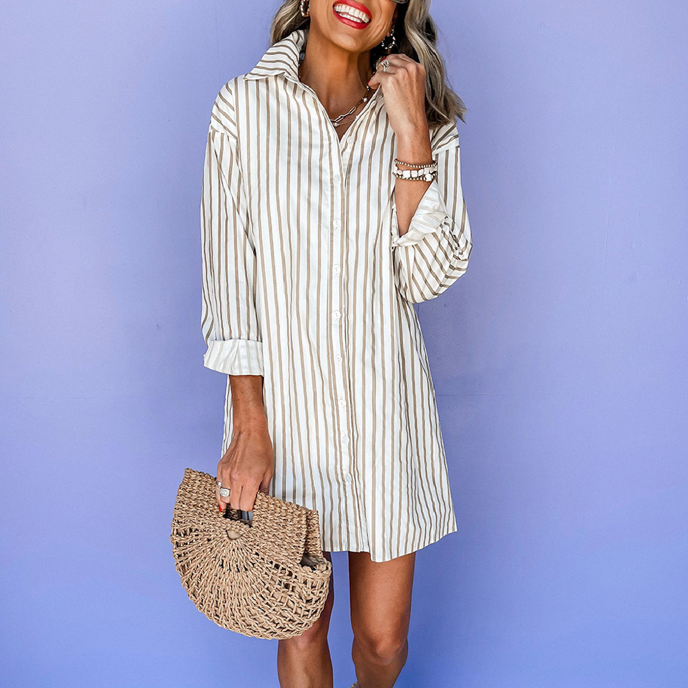 HIDDEN GEMS Essential Stripe Shirt Dress