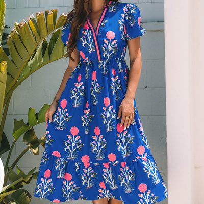 HIDDEN GEMS | Floral Puff Sleeve V-Neck Midi Dress