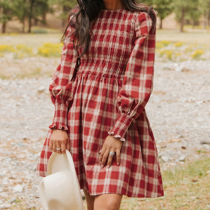 Picture Perfect Plaid Smocked Dress