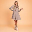  Coastal Stripe Embroidered Ruffle Hem Dress