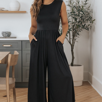 HIDDEN GEMS Essential Sleeveless Jumpsuit w/Pockets