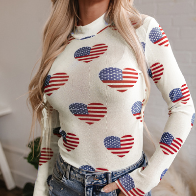 HIDDEN GEMS | Americana Mesh Long Sleeve Bodysuit