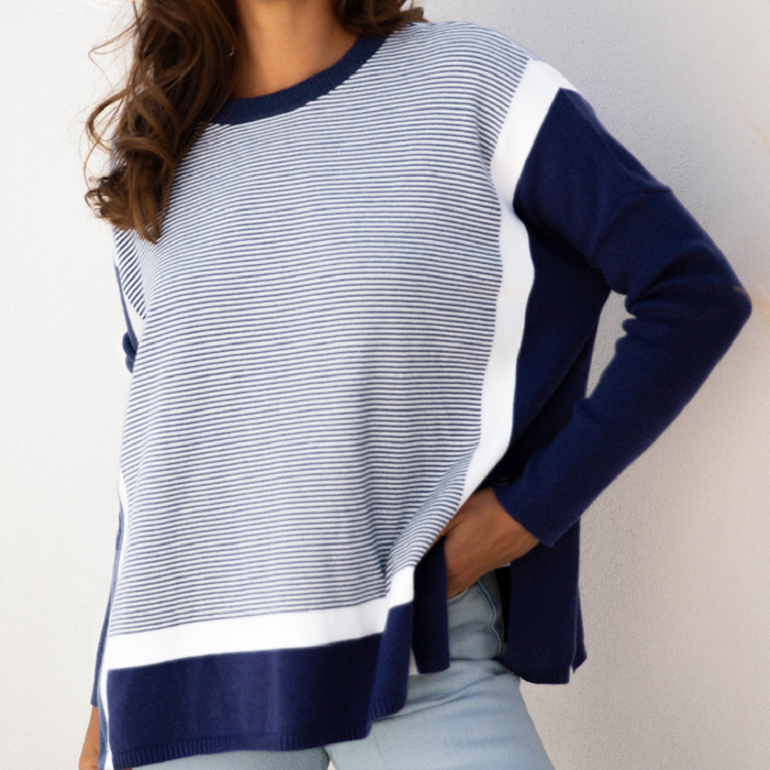 HIDDEN GEMS | Stripe Colorblock Dolman Sleeve Sweater