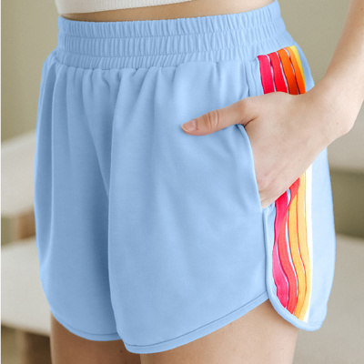 HIDDEN GEMS | Colorblock Stripe Elastic Waist Shorts