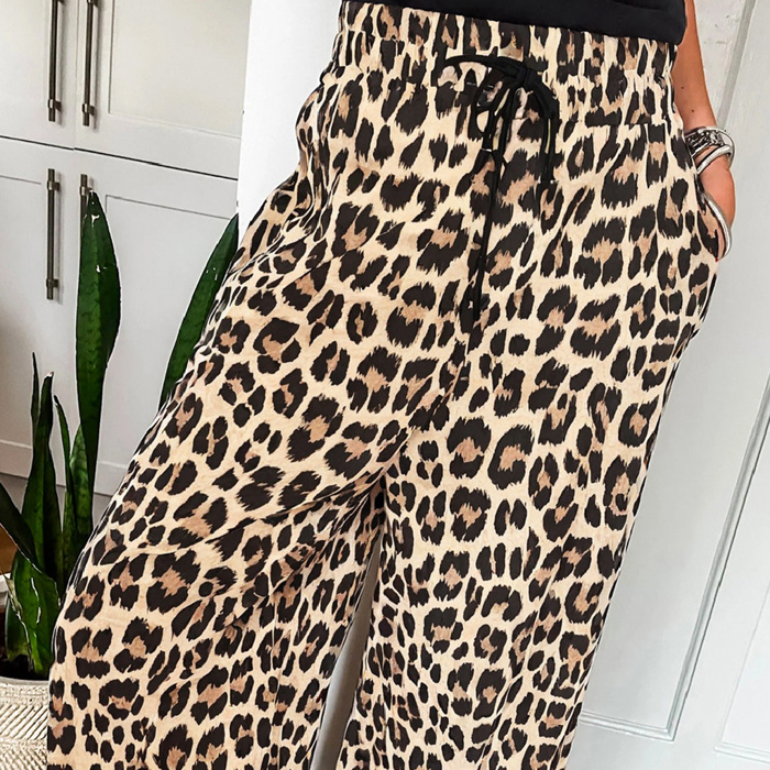 HIDDEN GEMS | Leopard Wide Leg Drawstring Pants