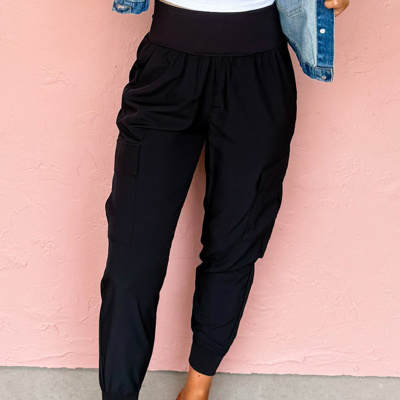 HIDDEN GEMS | Solid Pocketed Cargo Jogger Pants