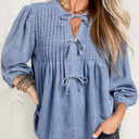  HIDDEN GEMS Bow Tie Denim Top