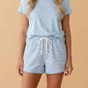  Coastal Stroll Stripe Denim Drawstring Shorts