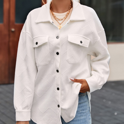 HIDDEN GEMS | Solid Textured Flap Pocket Shacket