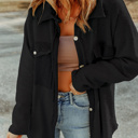  HIDDEN GEMS | Textured Contrast Flap Pocket Shacket